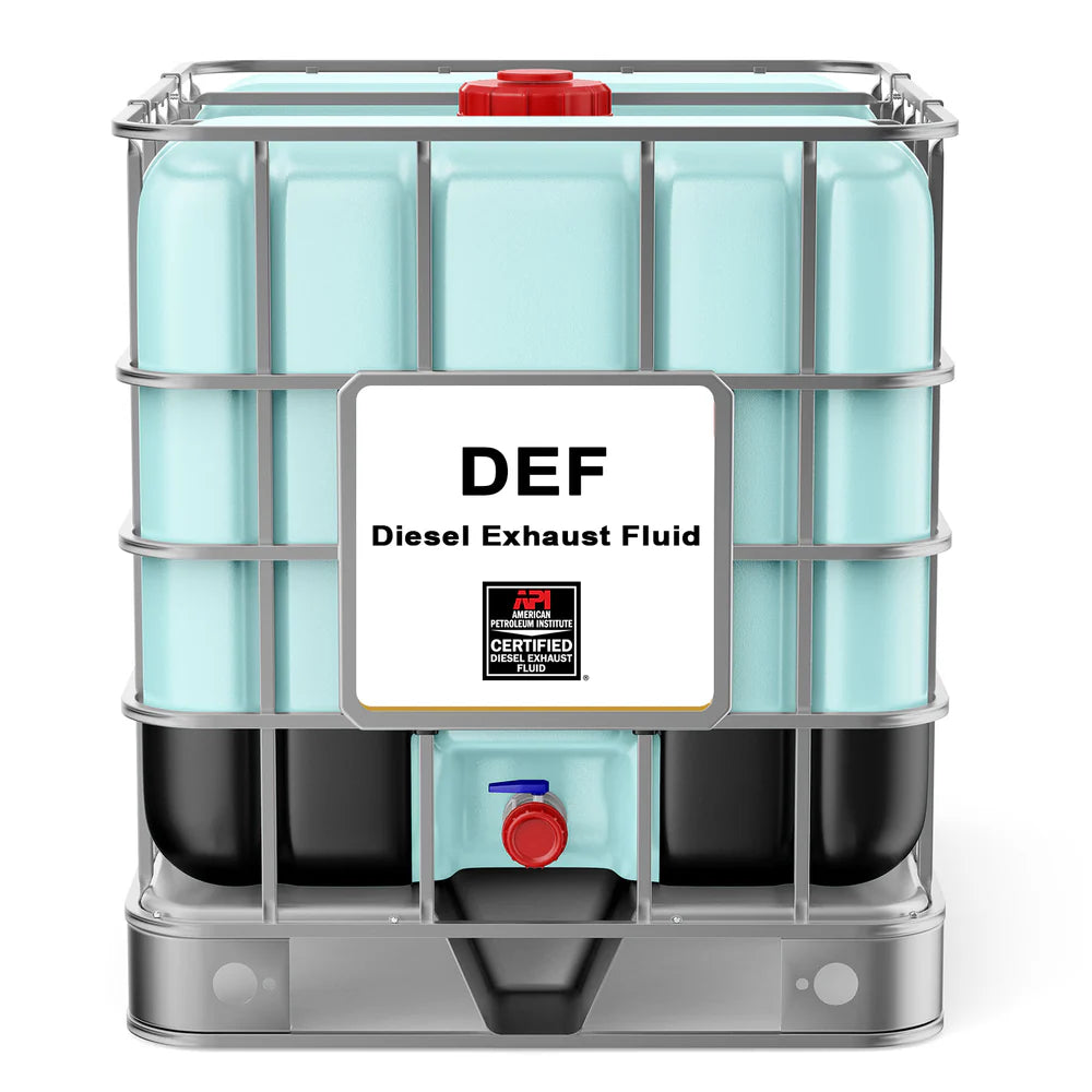 Front image of DEF Diesel Exhaust fluid IBC tote 1000L.