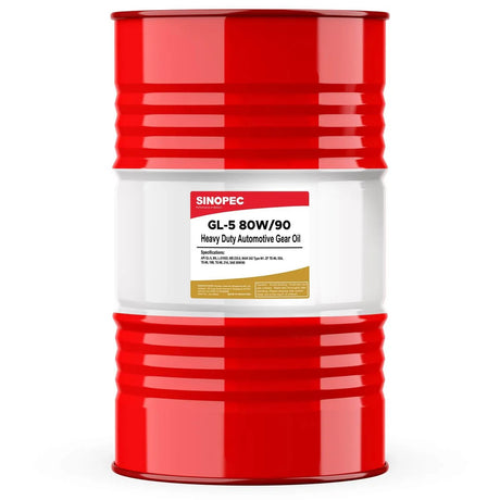 Front image of Sinopec GL-5 80W90 Heavy Duty Automotive Gear Oil drum of 200L.