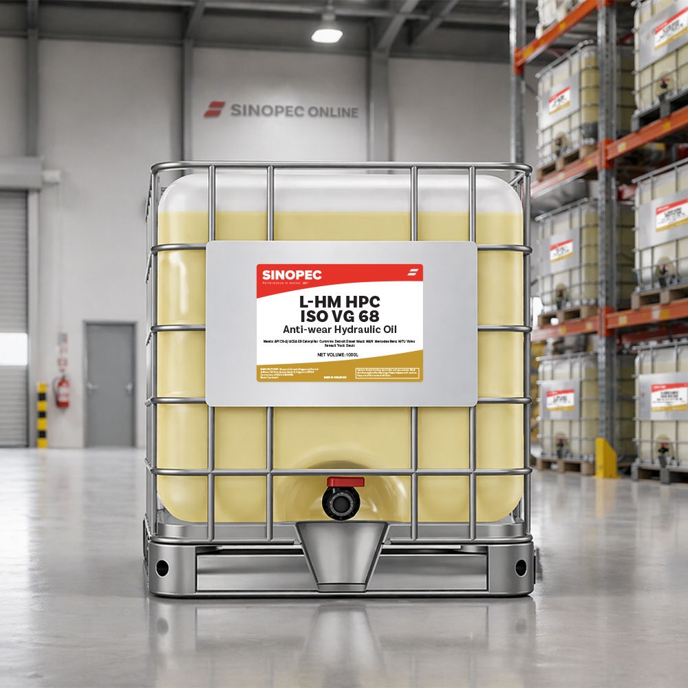Sinopec oil container in a warehouse setting