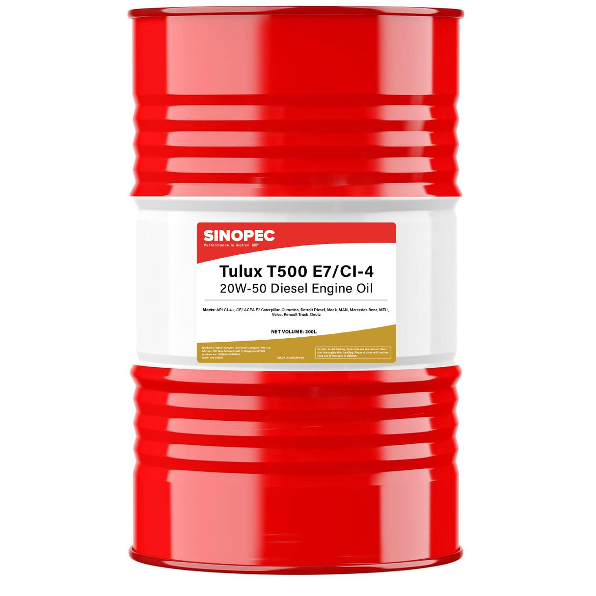 Tulux T500 E7, CI-4 20W-50 Diesel Engine Oil 200L Drum