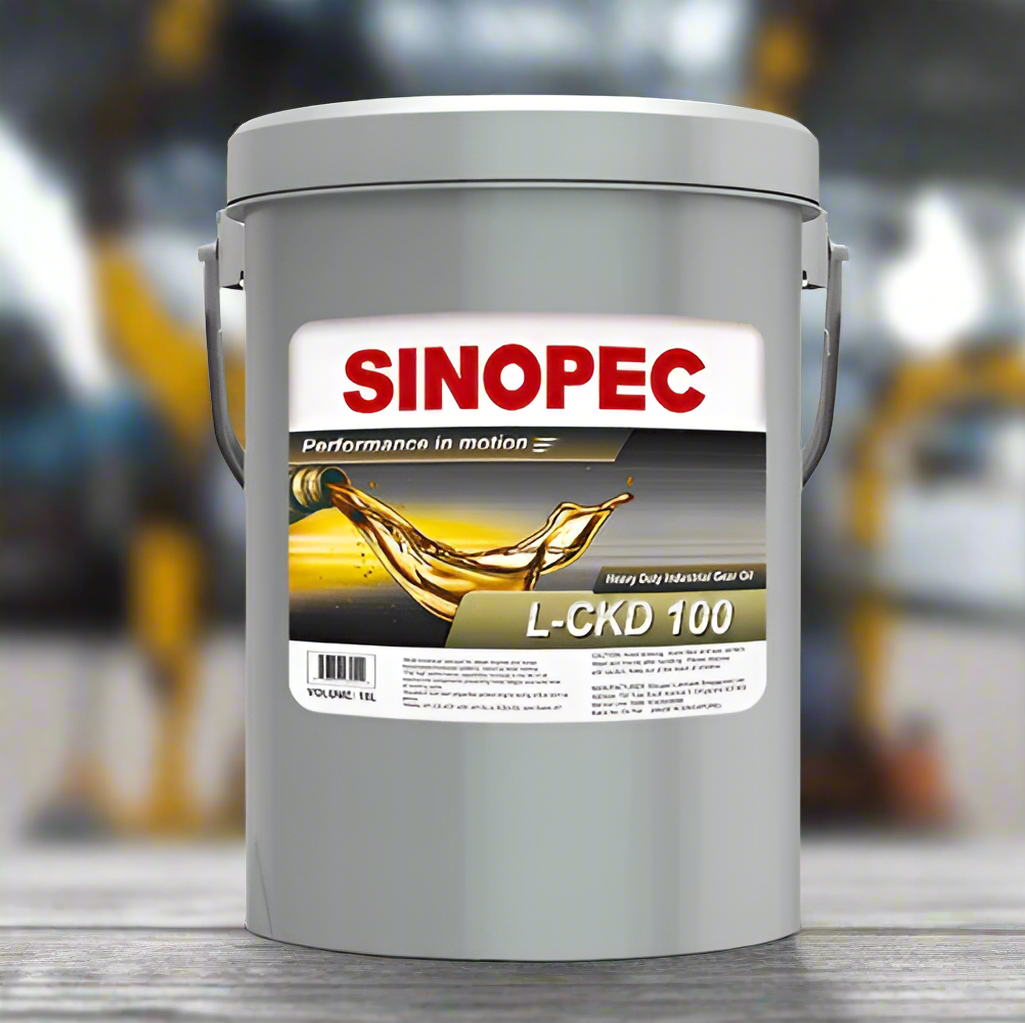 Front image of Sinopec L-CKD 100 Heavy Duty Industrial Gear Oil pail of 18L.