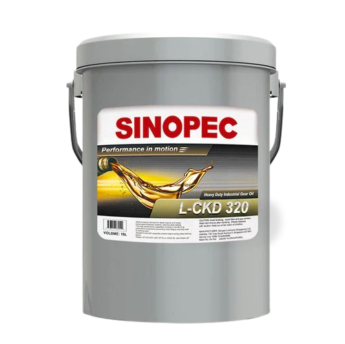 Front image of Sinopec L-CKD 320 pail of 18L.