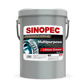 Front image of Sinopec Multipurpose Lithium Grease NLGI 2  red pail of 17 kg.