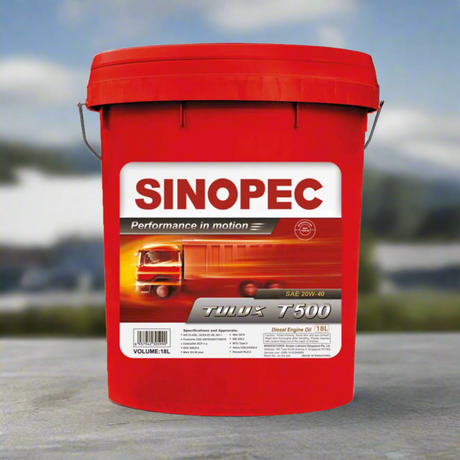 Front image of Sinopec Tulux T500 20W-40 Classic Diesel Engine Oil pail of 18L.