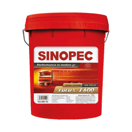Front image of Sinopec_Tulux_T600_15W40_Semi-Synthetic_Diesel_Engine_Oil_Pail of 18L.