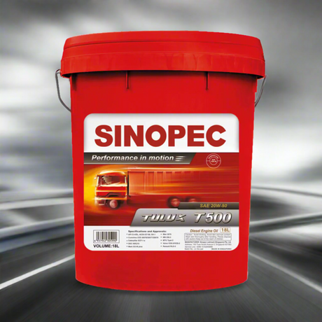 Front image of Sinopec Tulux T500 20W50 Classic Diesel Engine Oil Pail product shot.