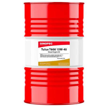 Front image of Sinopec_Tulux_T600_15W40_Semi-Synthetic_Diesel_Engine_Oil_drum of 200L.