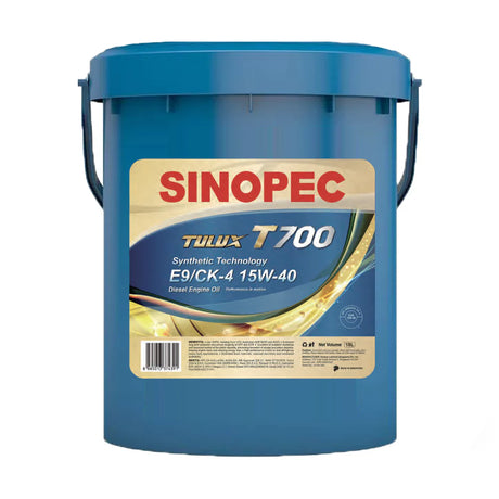 Front image of Sinopec Tulux T700 CK4 E9 15W40 pail of synthetic diesel engine oil 18 L.